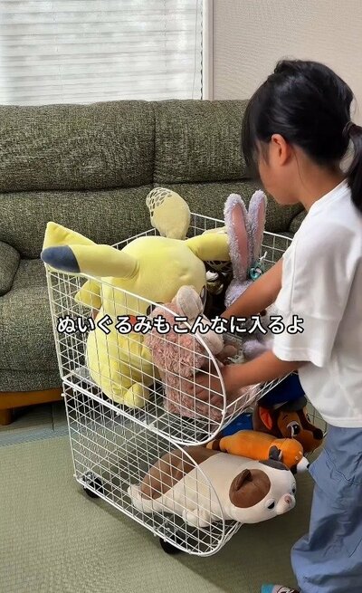 ぬいぐるみをたくさん収納している様子