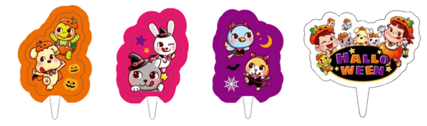 仮装したペコちゃんたちがハロウィン気分を盛り上げてくれる