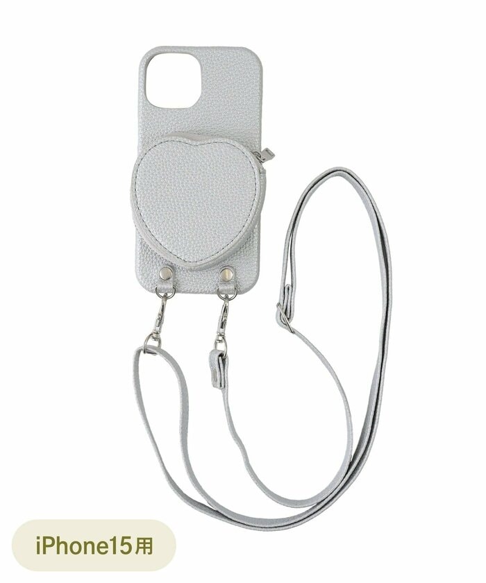 ケースとショルダーが一体になった「ショルダー付きハートスマホケース」