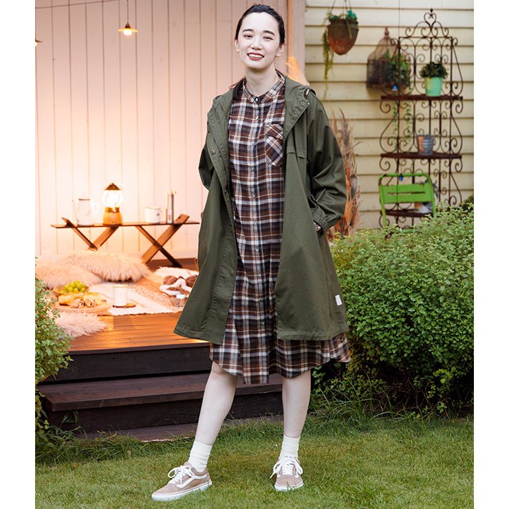 出所：しまむら公式オンラインストア レディース　バンドカラーワンピース（LOGOS DAYS）ブラウン