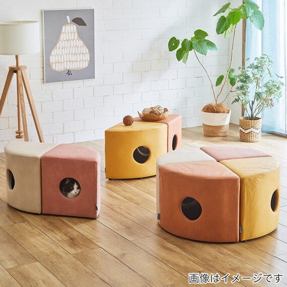 出所：ニトリ公式通販ニトリネット引っかきキズに強いネコちゃんの秘密基地ハイタイプスツール2個入り