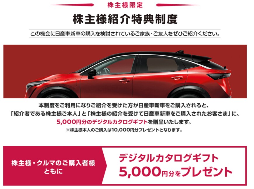 出所：日産自動車株式会社「株主様紹介制度について」