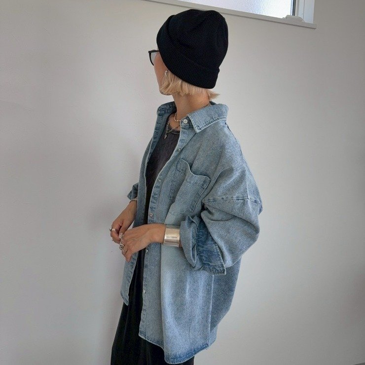 しまむら公式　レディース　ビッグデニムシャツ（anna）