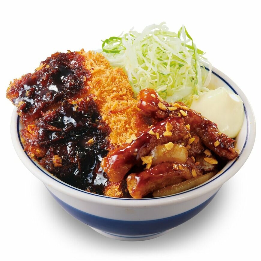 出所：アークランドサービスホールディングス株式会社「【新年度こそ"がっつり"】ニンニク醤油がたまらない「トンテキとチキンカツの合い盛り」とんかつ専門店かつやに新登場！」