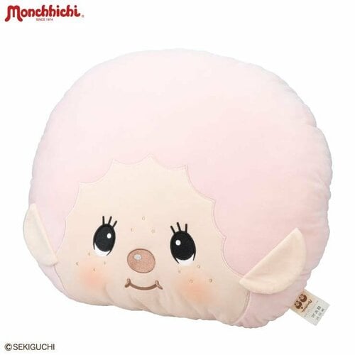 やさしいカラーもかわいい「モンチッチダイカットクッション」ピンク(2189円)