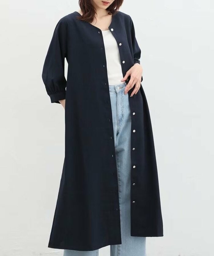 6分袖Vネックワンピース