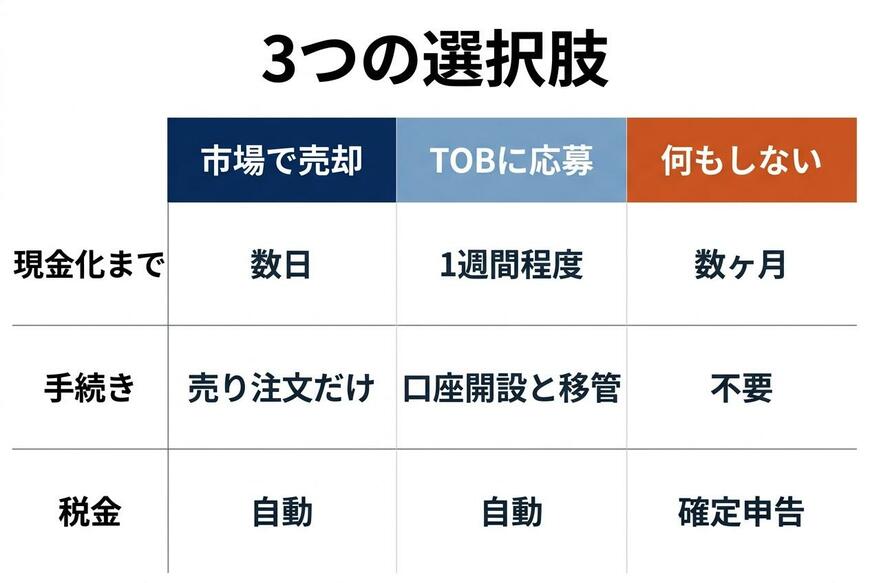 TOBに応じた場合の3つの選択肢