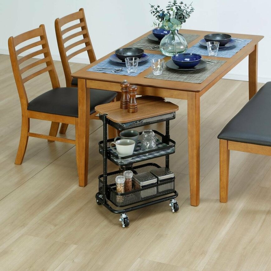 出所：コメリ公式　天板付きメッシュバスケットワゴン　スリム