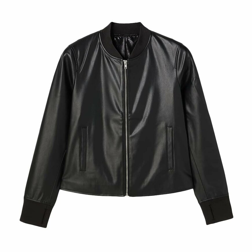 ワークマン公式　レディースフェイクレザーウォームジャケット（ブラック）