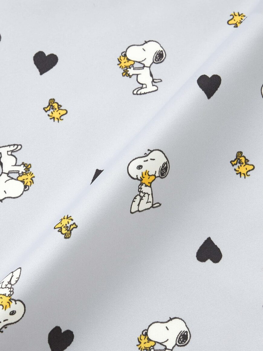 GU公式　サテンパジャマ（長袖&ロングパンツ）Peanuts／カラー：07 GRAYの画像