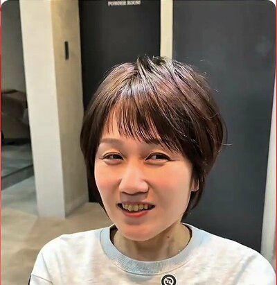 前髪に初挑戦して仕上がった、アフターのまとまりショート