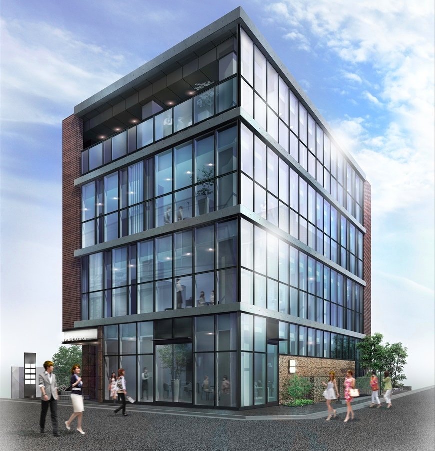 ちょっとした「秘密」を持つ同ビルの全体像（画像は設計時点での完成予想図、画像提供：コスモスイニシア）