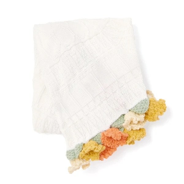 出所：Francfranc（フランフラン）公式通販　フラワーブーケスロー（ひざ掛け）オレンジ