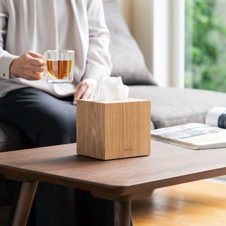 ケユカ公式　クラスタ コンパクトティッシュケース 木　画像