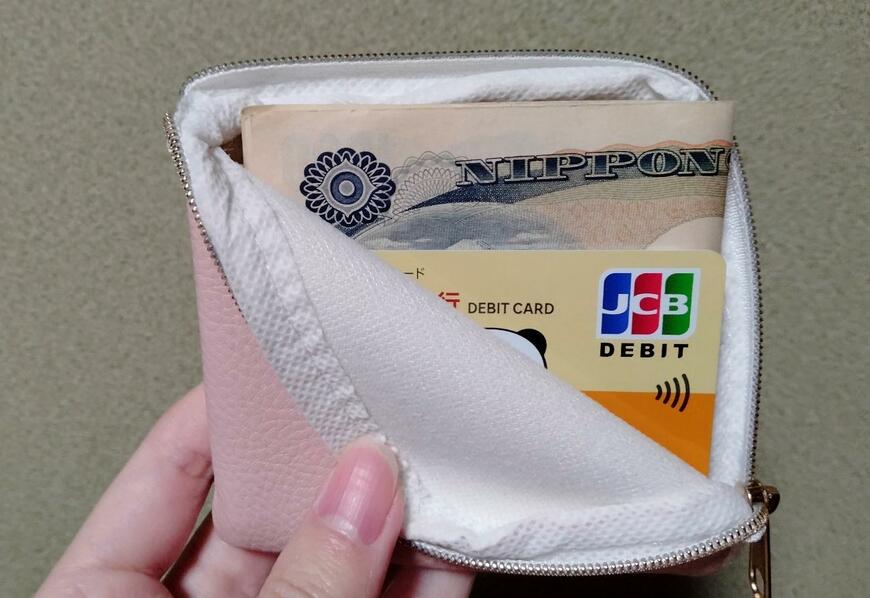 筆者撮影（セリア、革風 コインケース L字ファスナー）