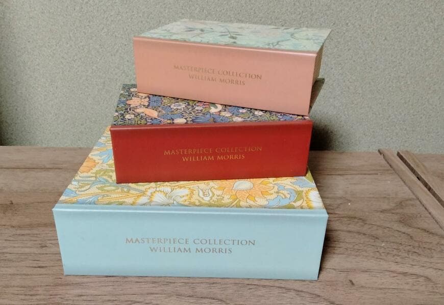 筆者撮影（セリア、ブック型ボックス M ウィリアム・モリス/セリア、ブック型ボックス S ウィリアム・モリス）