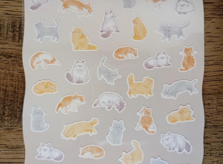 筆者撮影（ダイソー、シール（アニマル、ねこ））