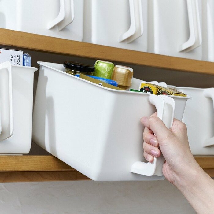 KEYUCA公式 ハンドル付きストッカー 浅型 | W18×D29×H15cm