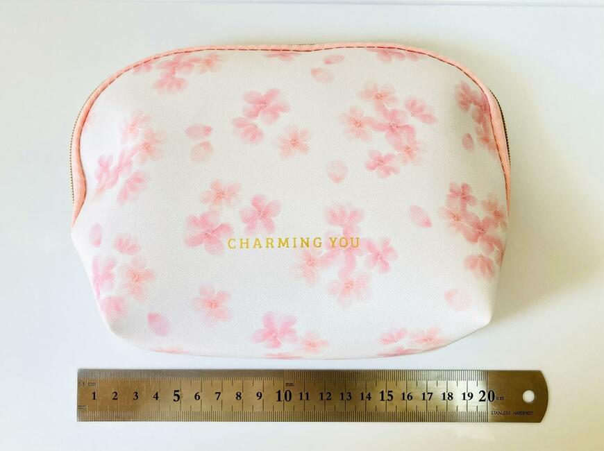 合皮 シェル形ポーチ 淡桜柄