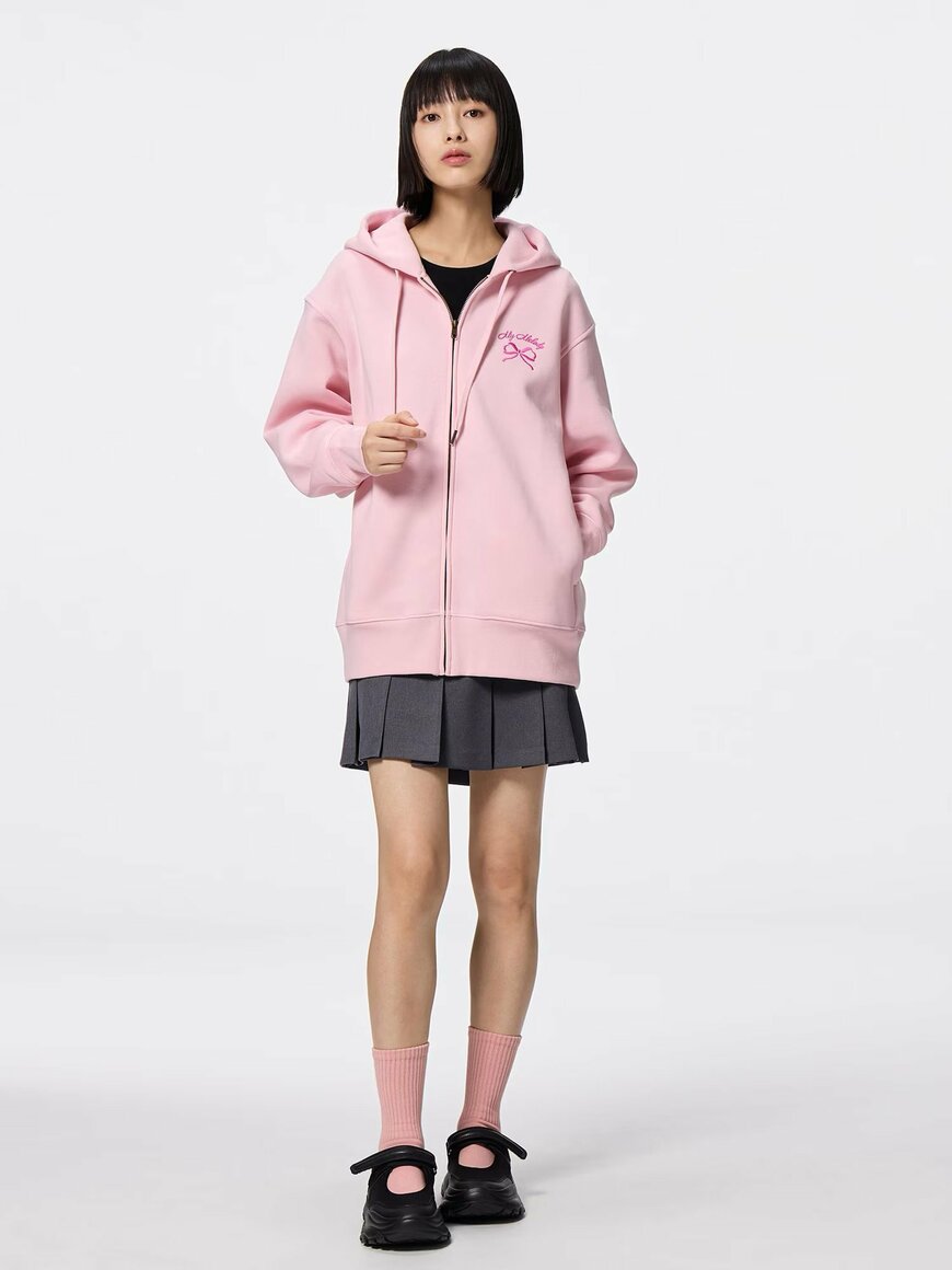 GU公式 スウェットオーバーサイズフルジップパーカ Sanrio characters(マイメロディデザイン)の画像