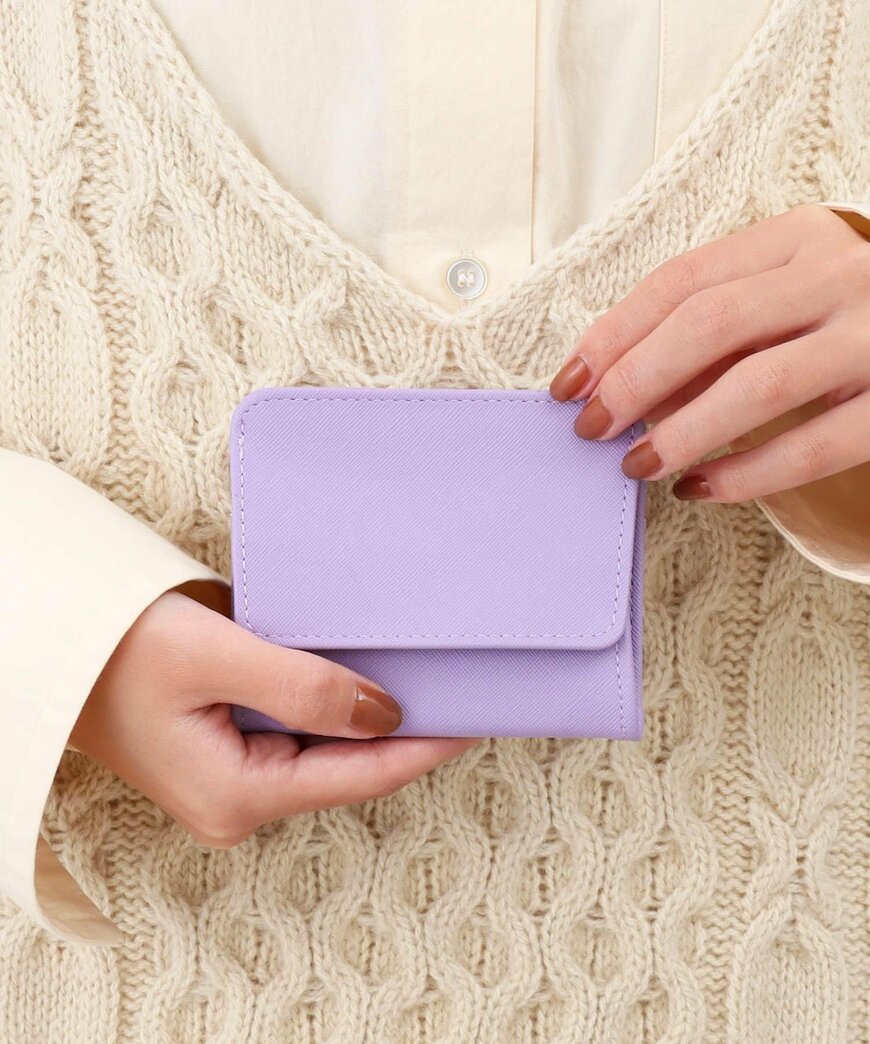 3COINS公式　極薄ミニウォレット（パープル）