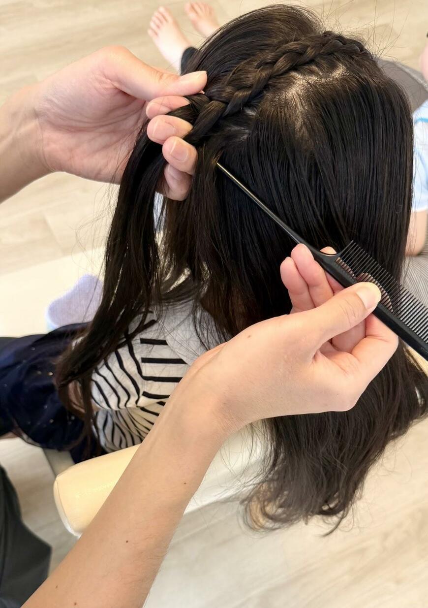 編み込みカチューシャをマスターする夫