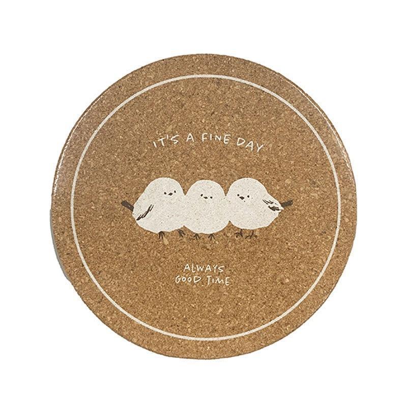 出所：キャンドゥネットショップ コルク鍋敷き　シマエナガ