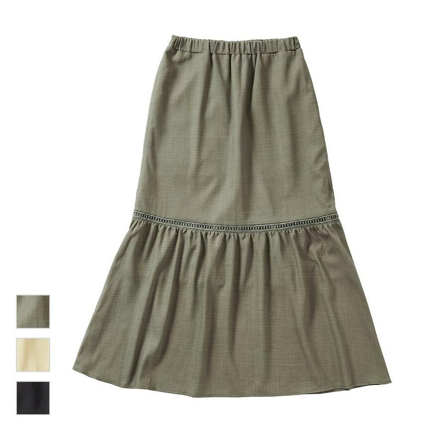 出所：ワークマン公式オンラインストア レディースリネンライクソロナ(R)ハシゴレーススカート