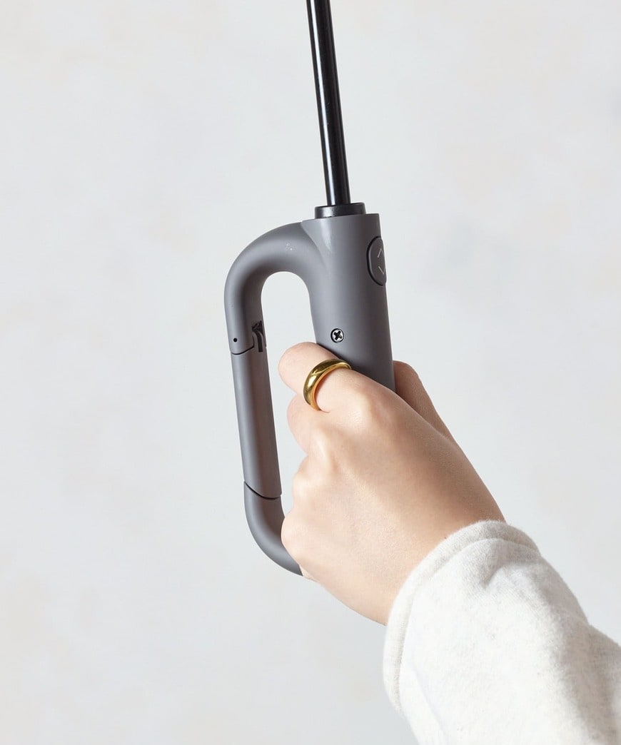 3COINS公式　持ち手カラビナ自動開閉折りたたみ傘　画像