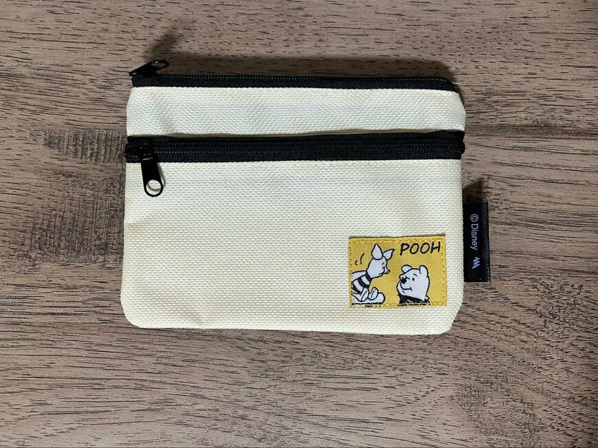 セリア、〈プー〉ワッペンダブルジッパーポーチ画像