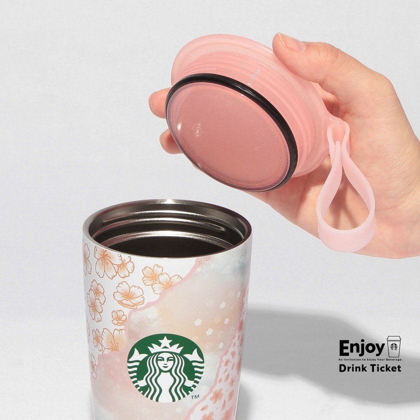 SAKURA2025ストラップカップシェイプステンレスボトルレイヤード355ml