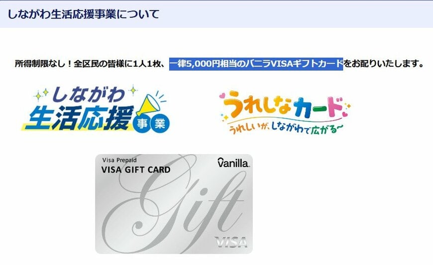出所：品川区「しながわ生活応援事業について」