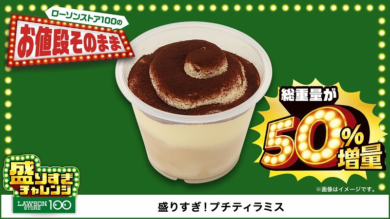 出所：株式会社ローソン「ローソンストア通信：ローソンストア100でも50％増量「盛りすぎチャレンジ」！」