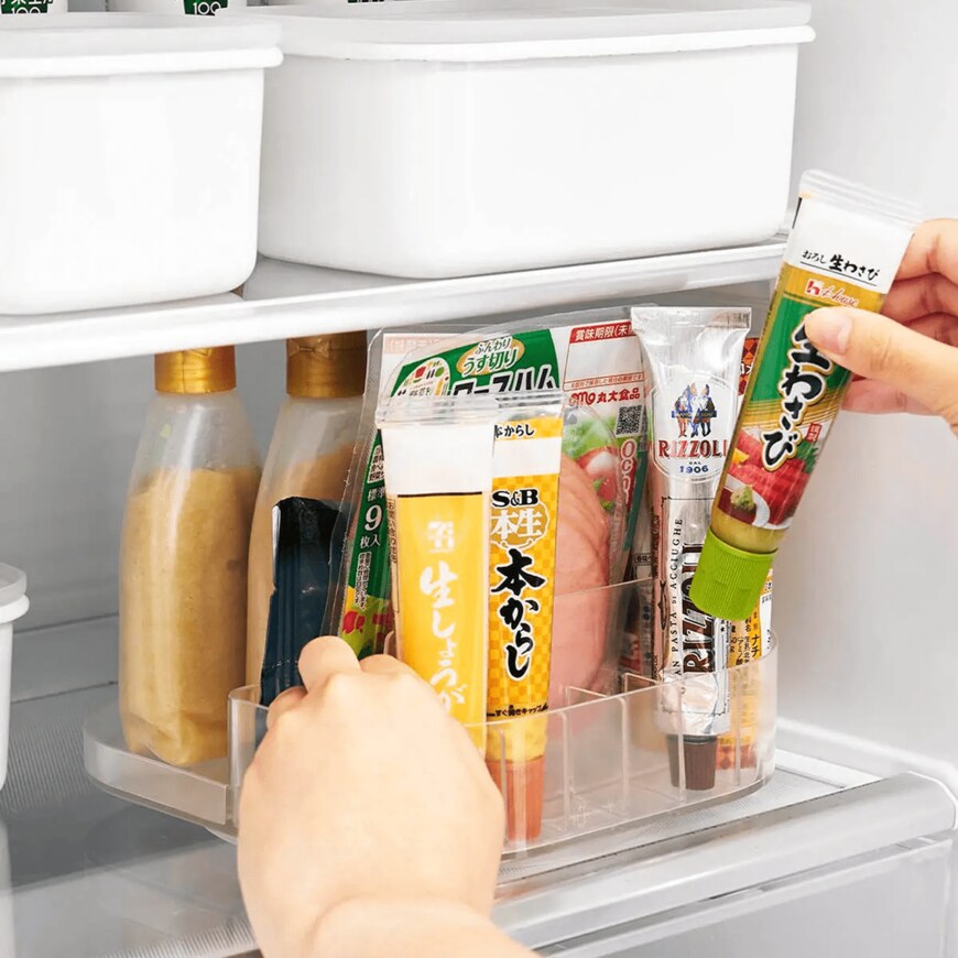 山崎実業公式 冷蔵庫中回転式仕切り付きトレー タワー スクエア 画像