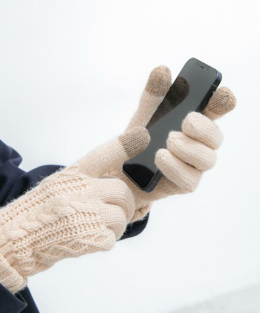 出所：ハニーズ公式通販 折り返しケーブル編手袋