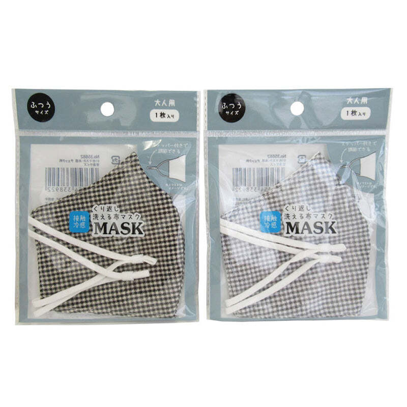 出所：ダイソー　布マスク 冷感 チェック柄 普通サイズ