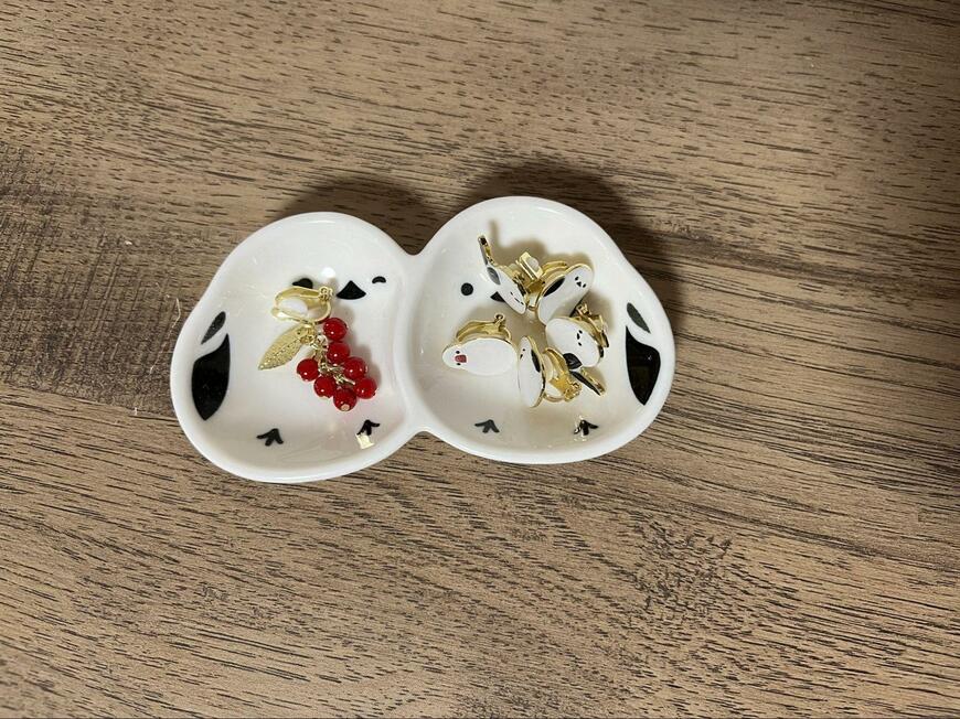 筆者撮影（キャンドゥ、7872 シマエナガイヤリング・7873 シマエナガピアス・7874小鳥イヤリング）