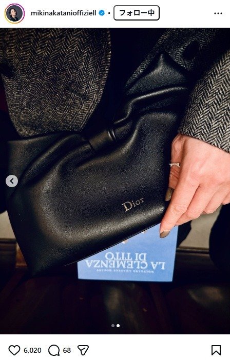 出所：中谷美紀のInstagram（＠mikinakatanioffiziell）　参照日：2026年3月12日