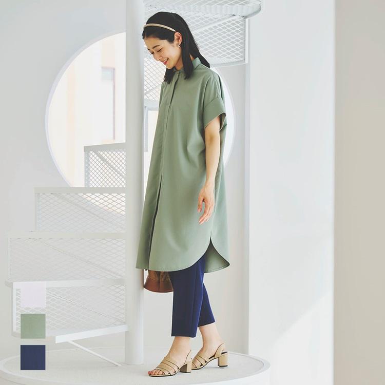 出所：ケユカ公式　コットンライクシャツワンピース