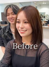 「前髪をちょっとだけカット」＆「暗めのカラー」希望の女性。可愛く上品な仕上がりに「めちゃいい」と大満足