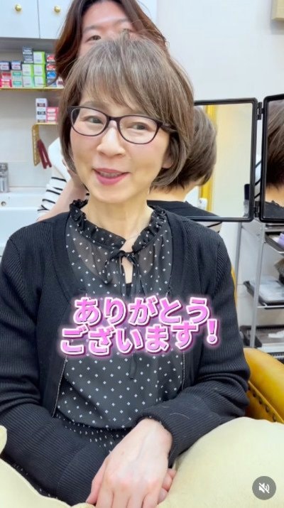 軽やかなひし形ショートボブに変身