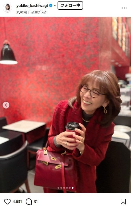 出所：柏木由紀子のInstagram（＠yukiko_kashiwagi）　参照日：2025年11月18日