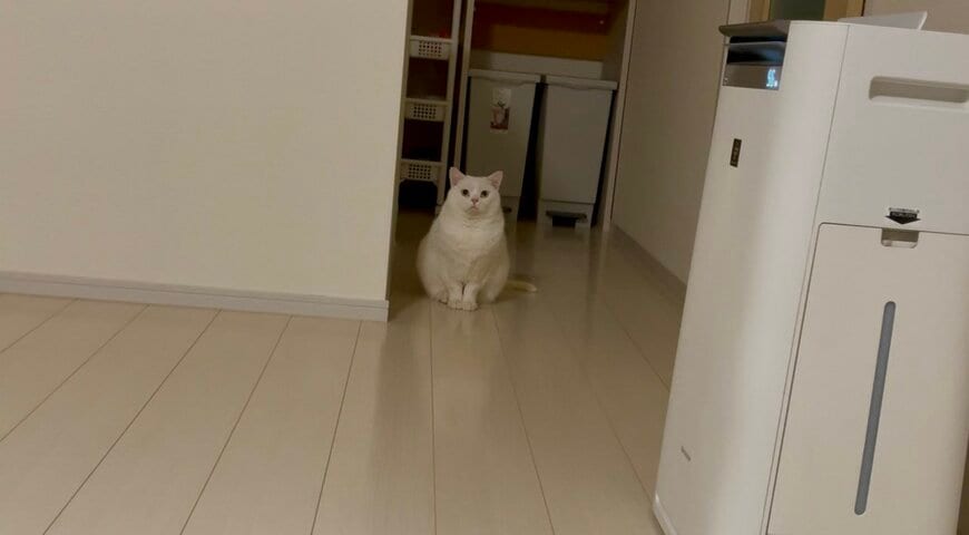 くびれがないモフモフボディの猫ちゃんが可愛い　遠くにいても存在感バッチリ　投稿には3万いいね