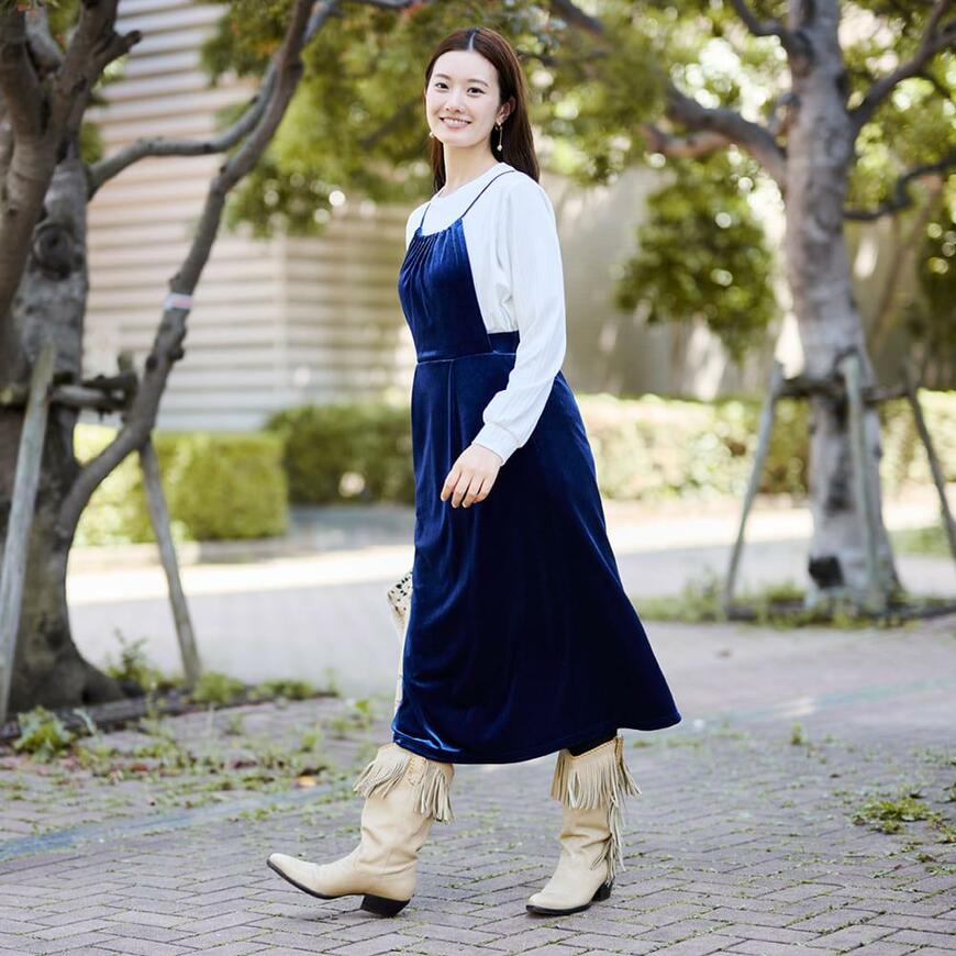 ワークマン、レディース撥水ベロアキャミワンピース画像