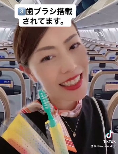 飛行機内では歯ブラシも受取可能