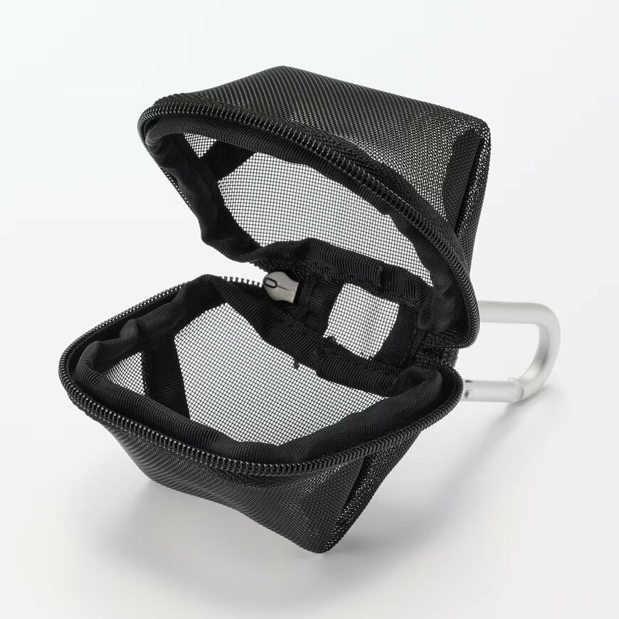 無印良品公式 ナイロンメッシュ コンパクトポーチ/黒の画像