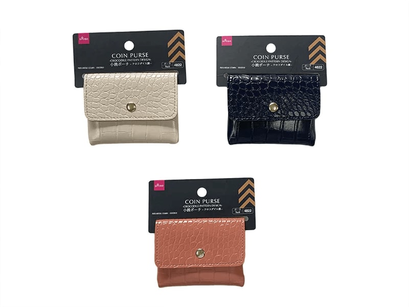 ダイソー小銭ポーチ(クロコダイル調)商品画像