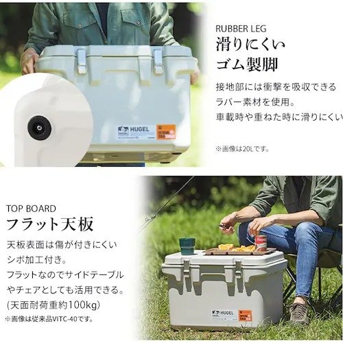 底部にはゴム製の脚があり、車載時や重ねたときに滑りにくいです
