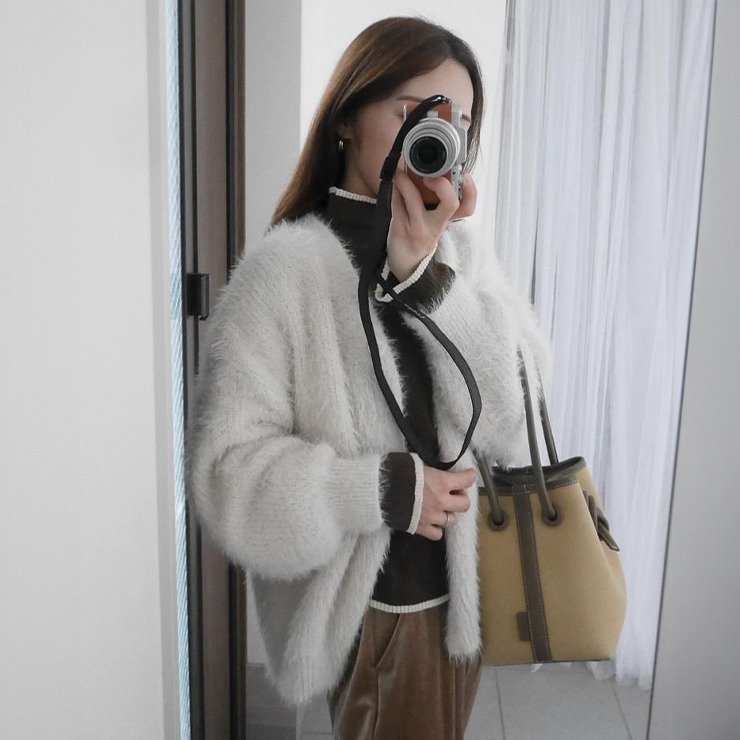 レディース シャギー×ラメ ニットカーディガン(Rafraf×AIRI)