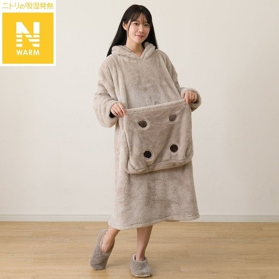 出所:ニトリ公式 着る毛布(Nウォーム ニャンポケ KK10)